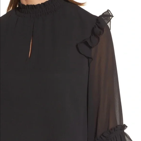 Bobeau Ruffle Sleeve Blouse - Size Small - Color Black - Picture 3 of 6